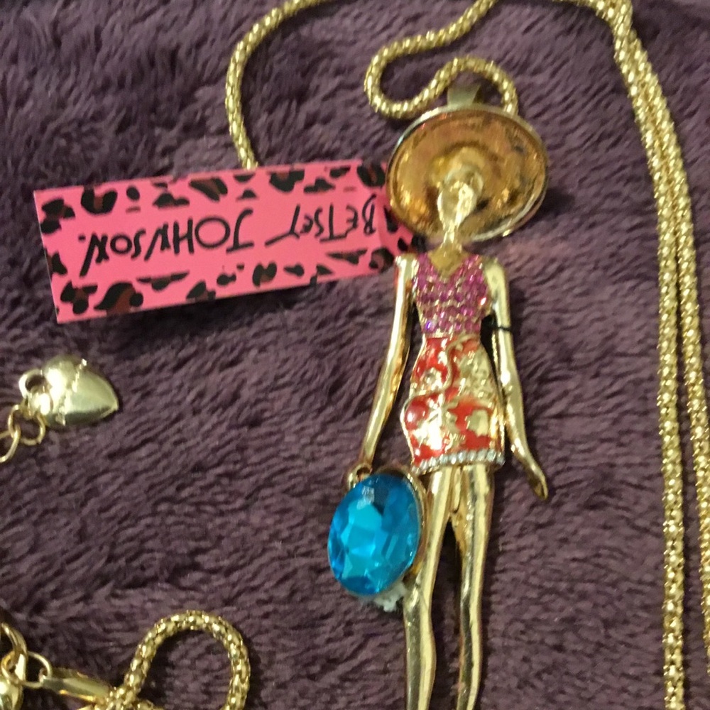 Betsy Johnson Shopper Girl Gold Toned Long Necklace! NWT